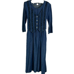 Vintage Tabby Of California Dress Women's Size 10P Modest Denim Country Western
